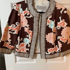 Trina Turk Brown and Cream Textured Blazer
